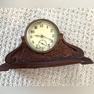 Vintage Brown Mini Mantel Clock Bank